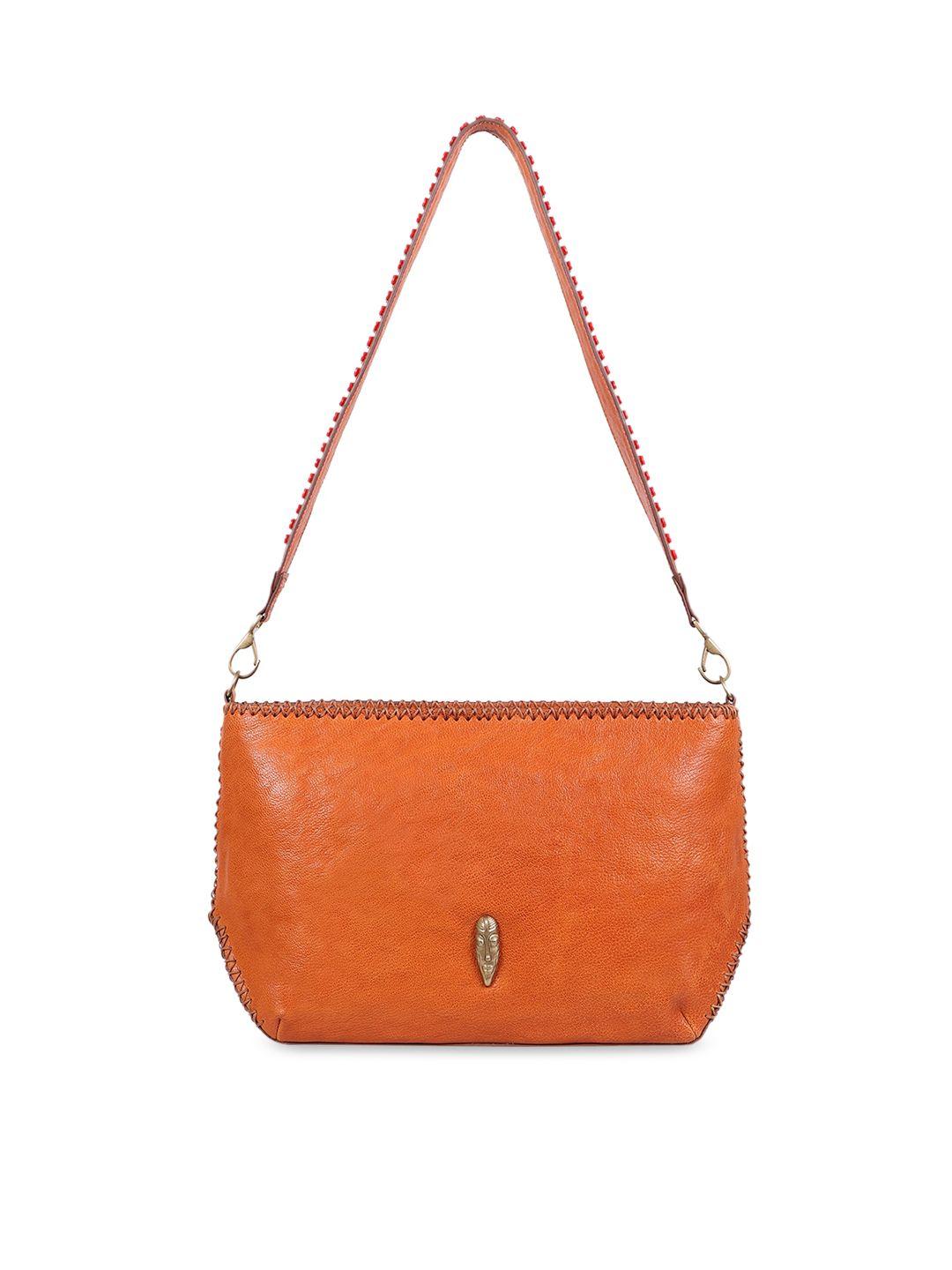 hidesign tan leather structured shoulder bag