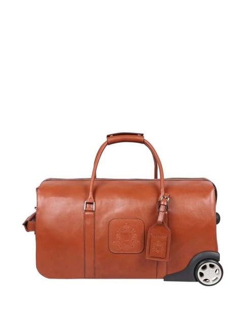 hidesign tan medium duffle bag