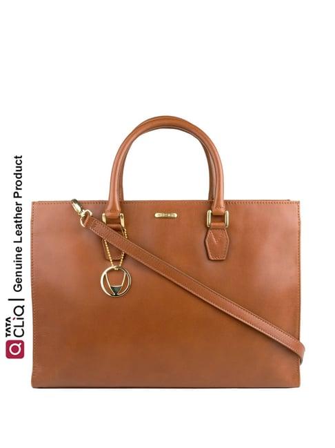 hidesign tan solid medium handbag