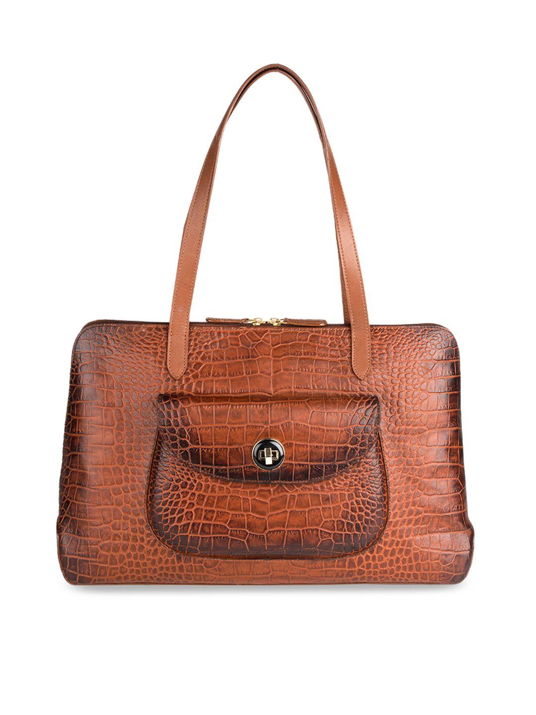 hidesign tan textured leather shoulder bag