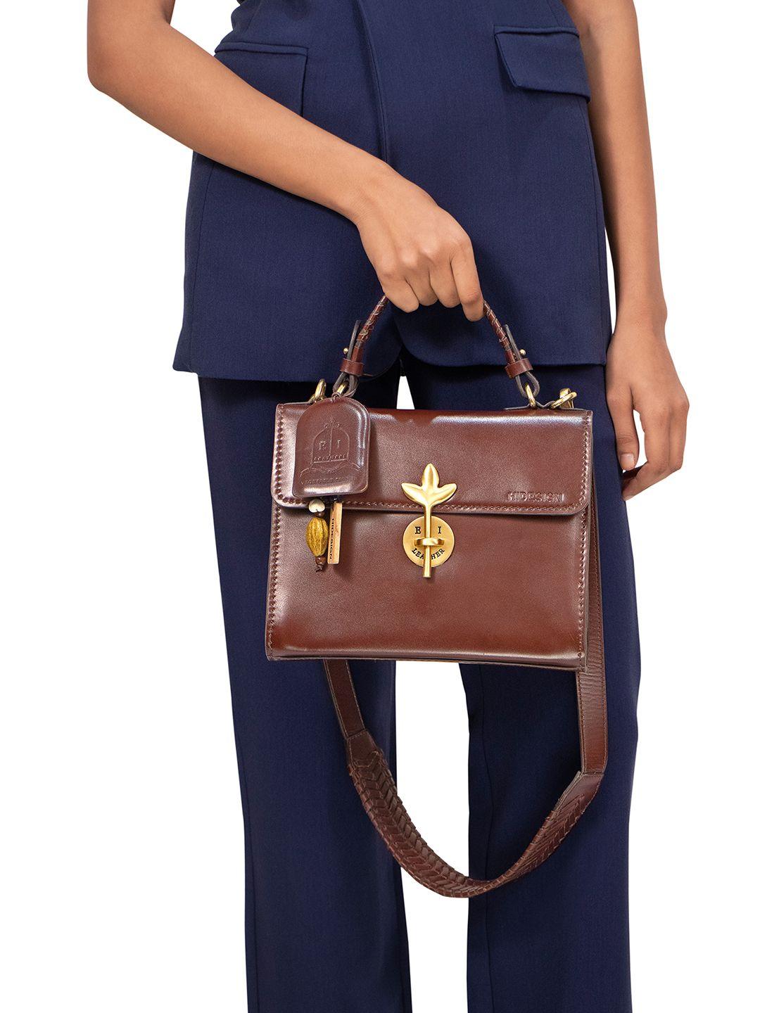 hidesign textured structured leather satchel bag