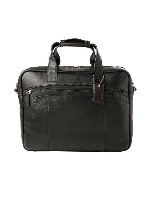 hidesign the ridgeway black solid leather messenger bag