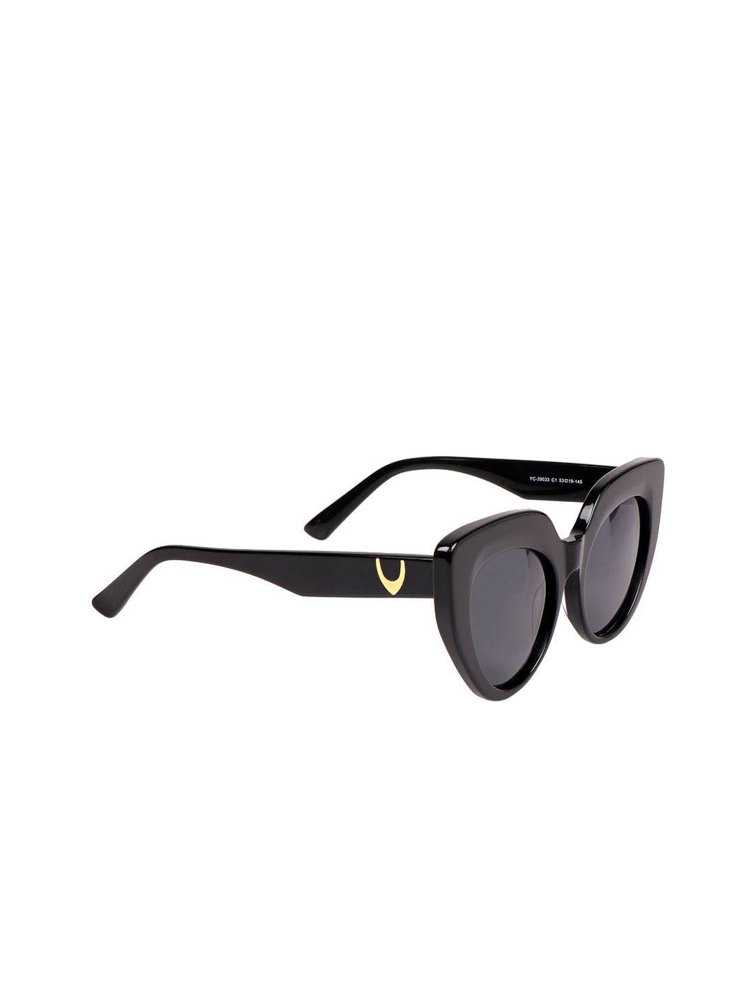 hidesign unisex black lens & black cateye sunglasses with uv protected lens 8903439843540