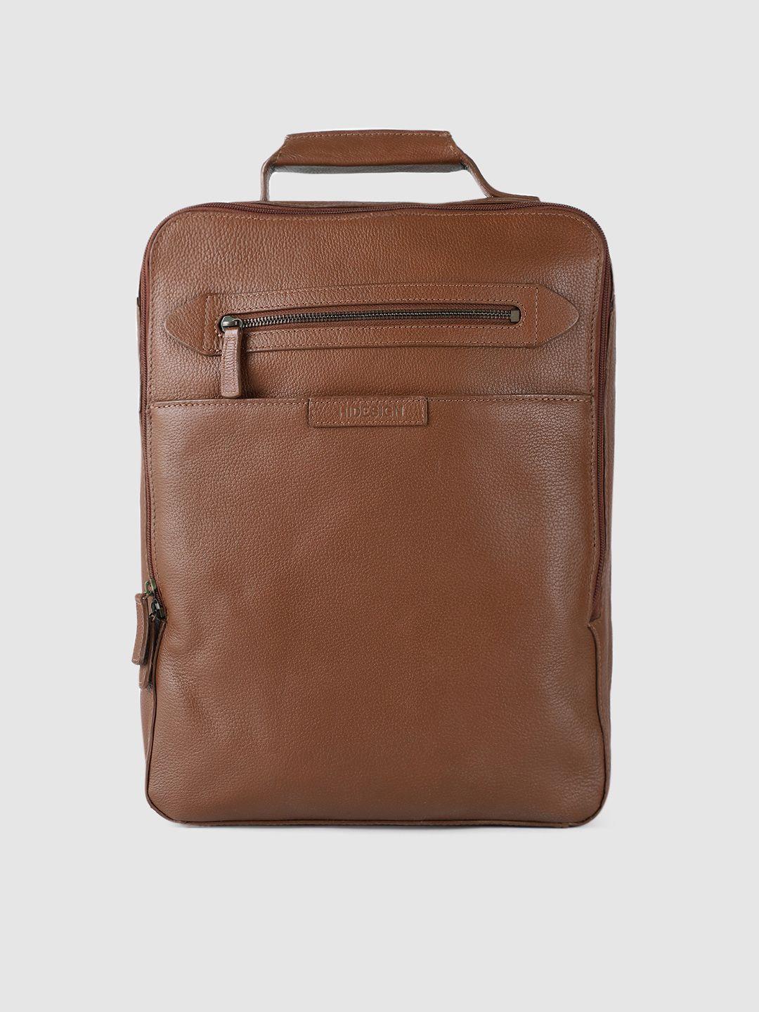 hidesign unisex brown solid leather backpack