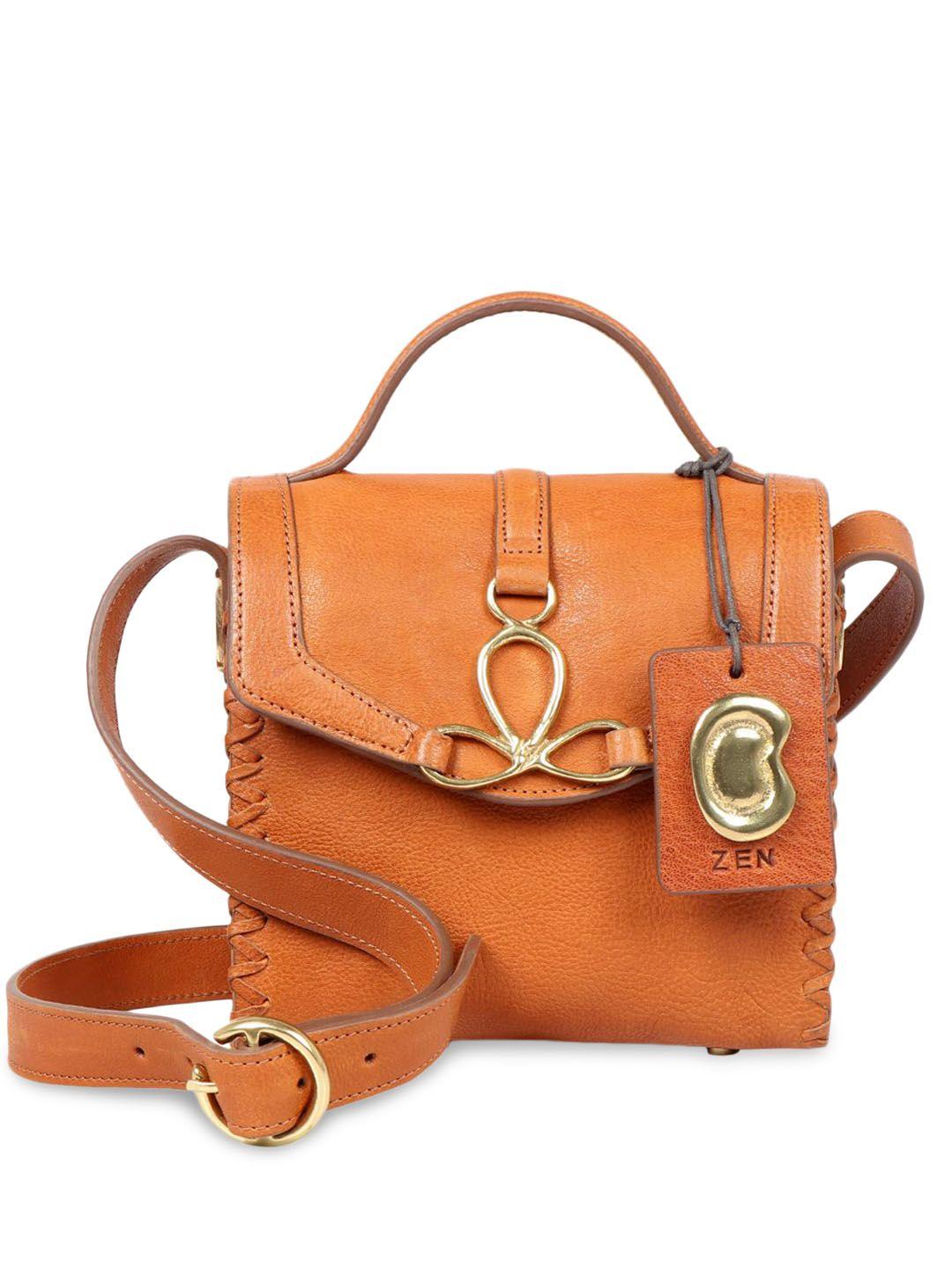 hidesign woman orange leather structured satchel