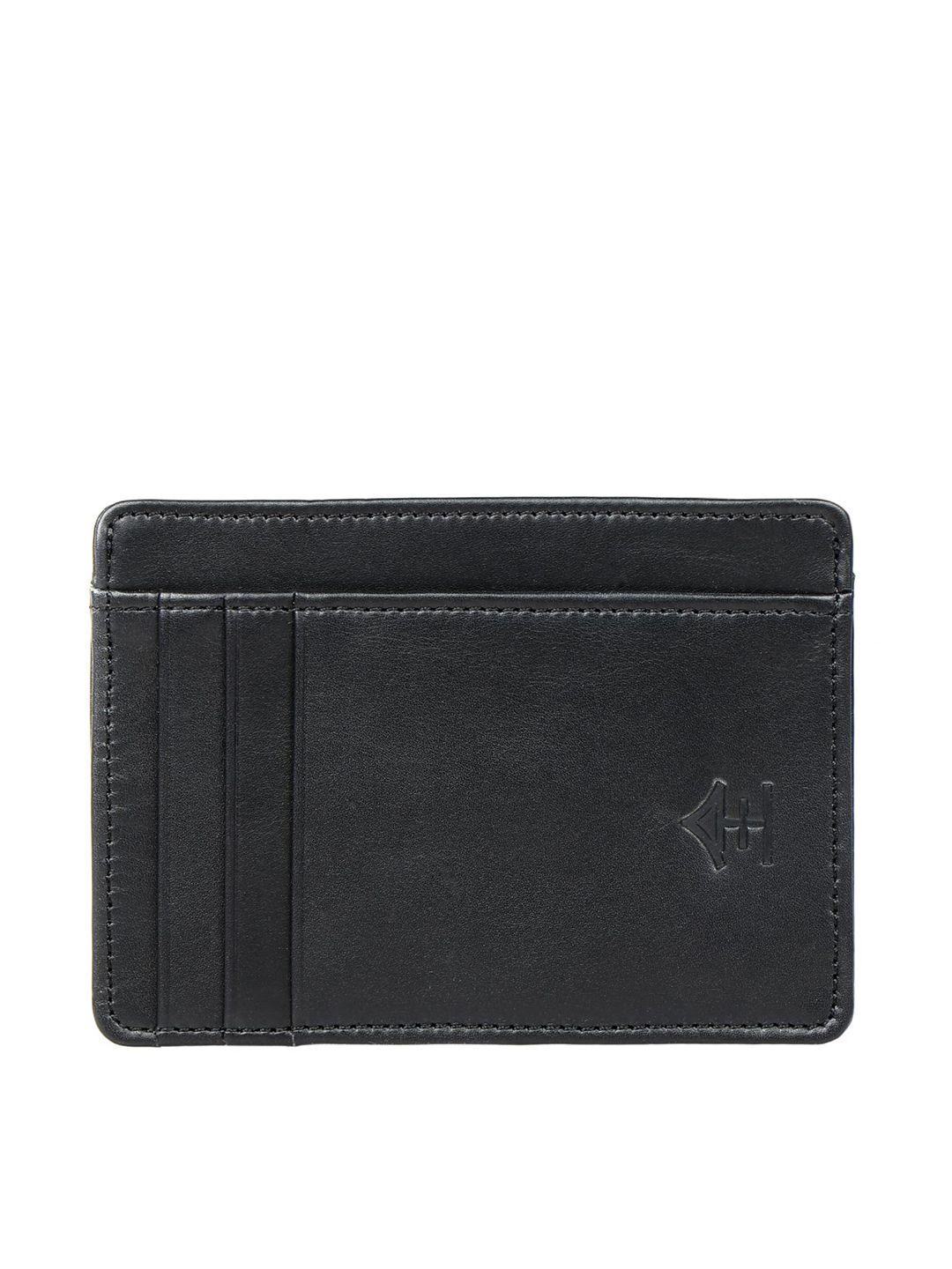 hidesign women black leather card holder