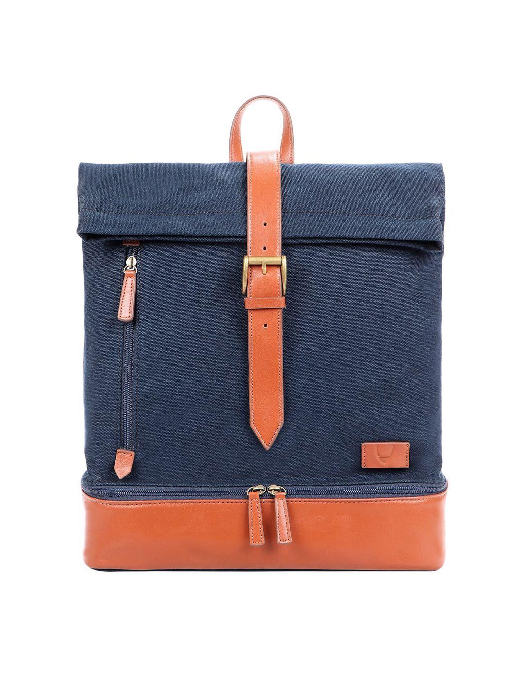 hidesign women blue & orange colourblocked backpack