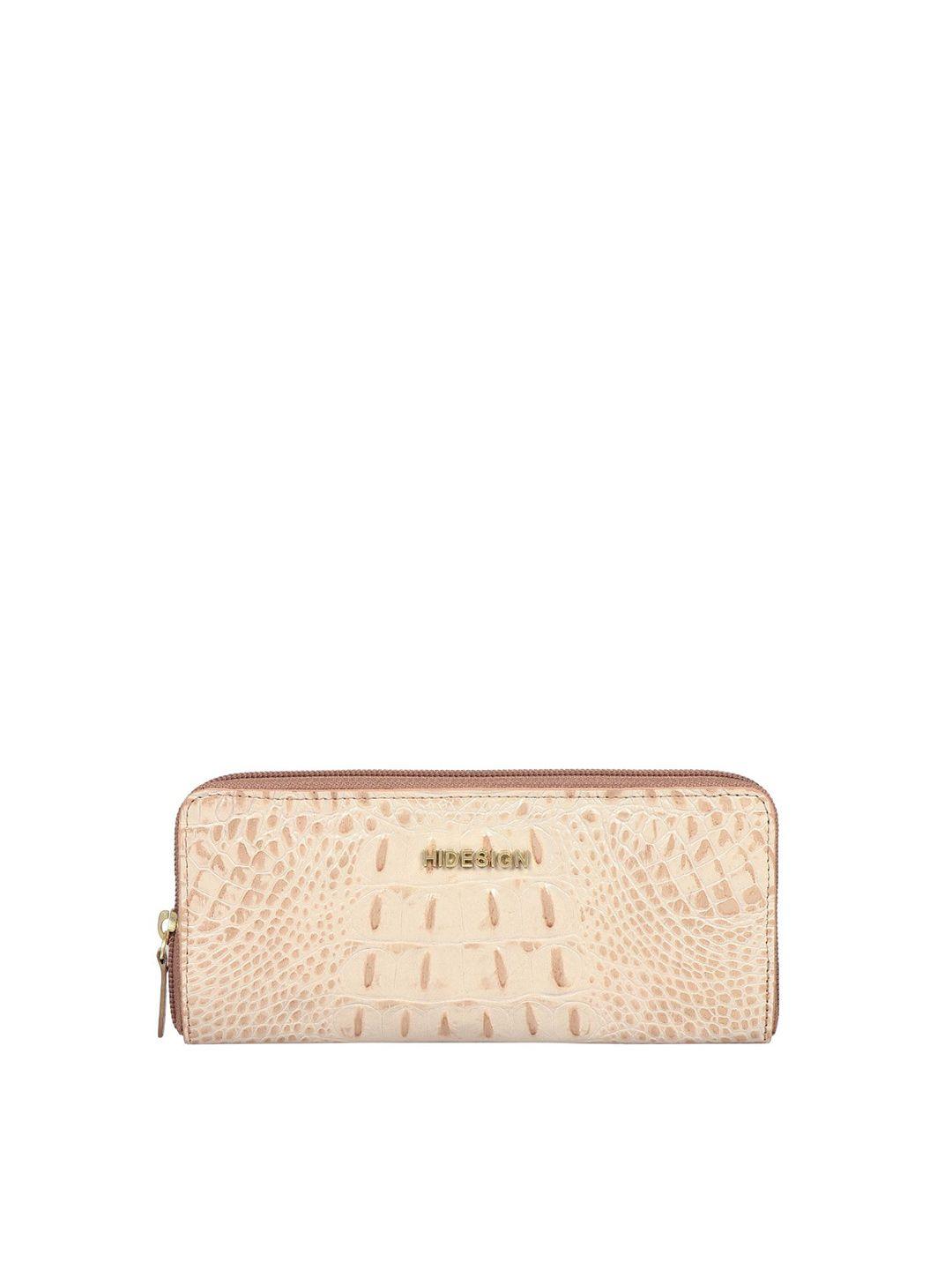 hidesign women croc textured leather zip around wallet