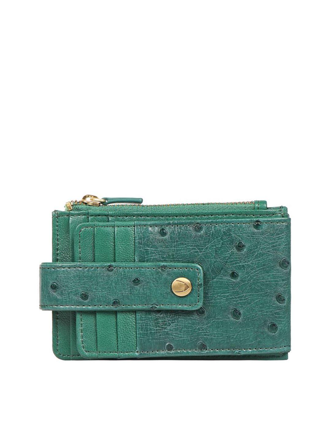 hidesign women green geometric leather two fold wallet