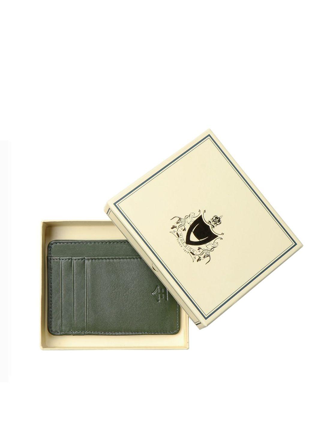 hidesign women green textured leather card holder