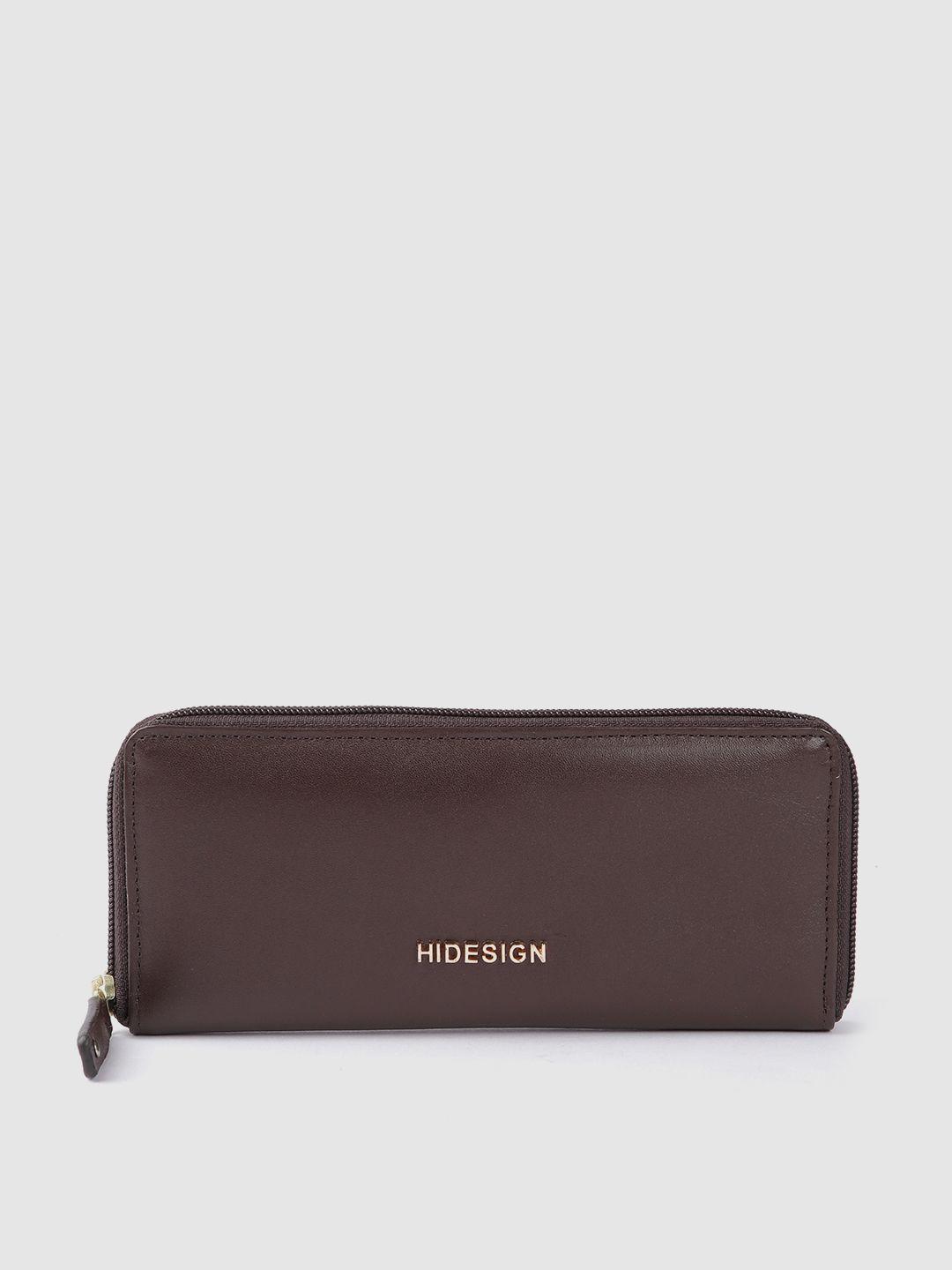 hidesign women leather zip around wallet