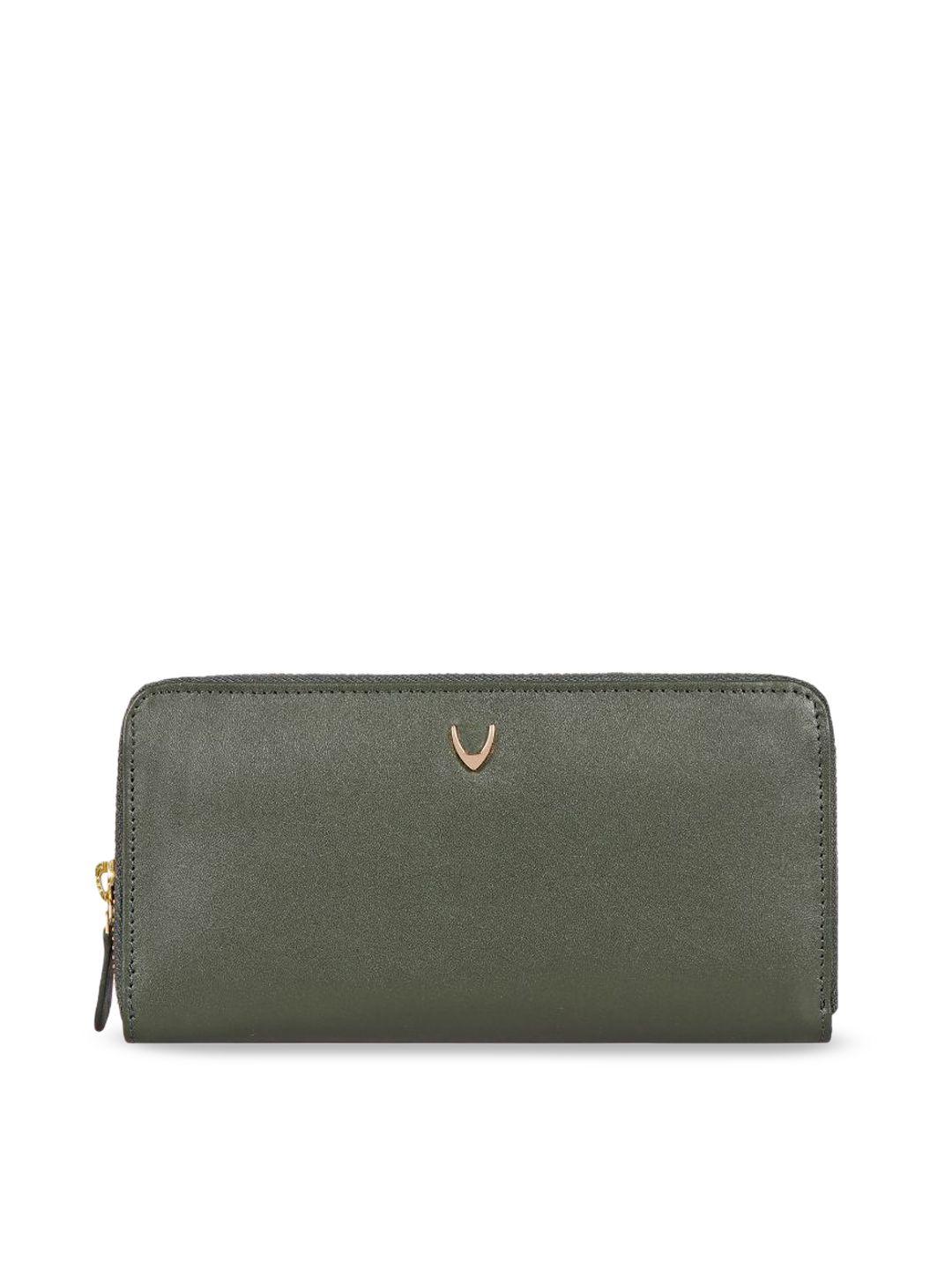 hidesign women olive green leather zip around wallet