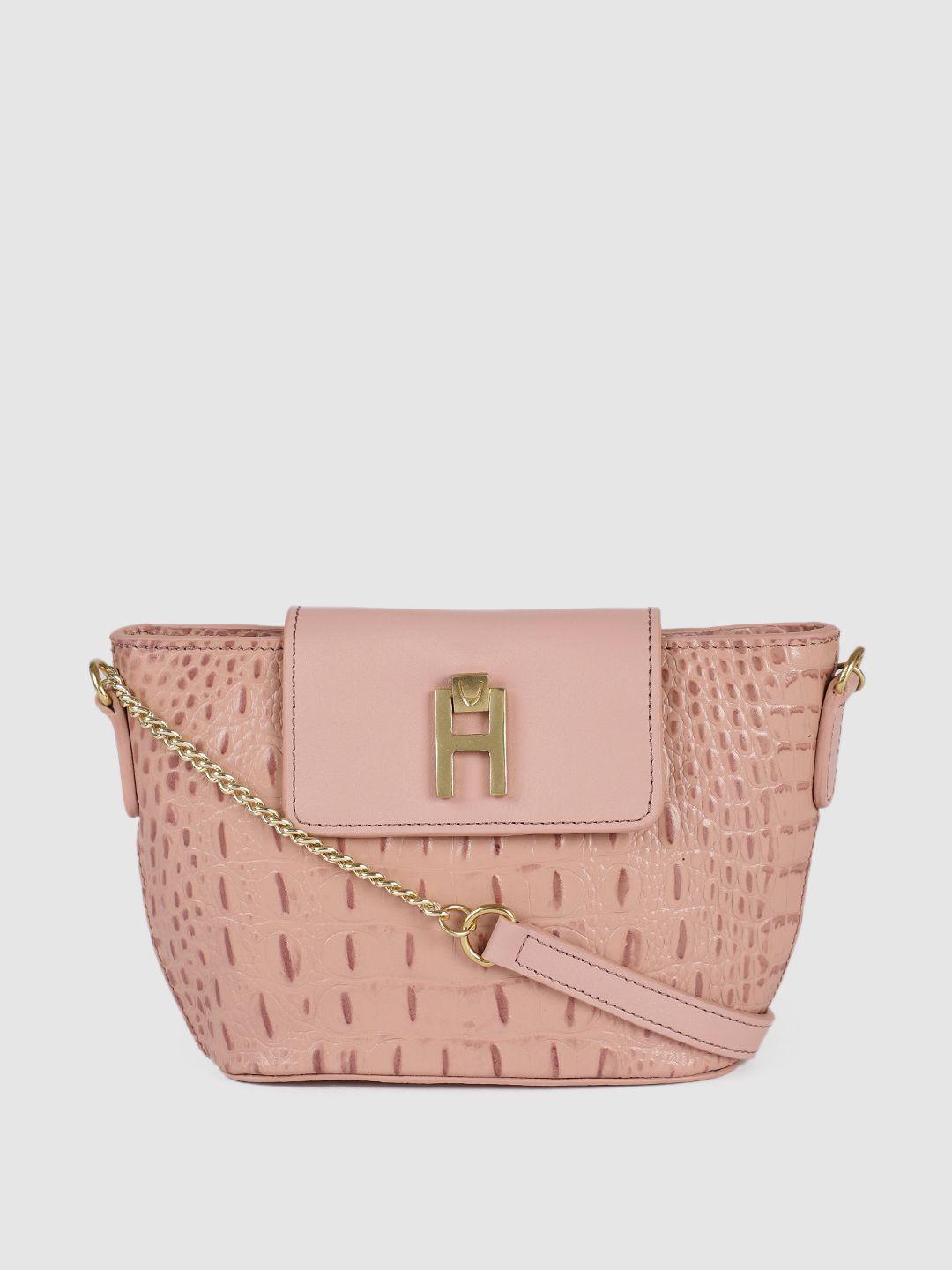 hidesign women pink textured leather sling bag