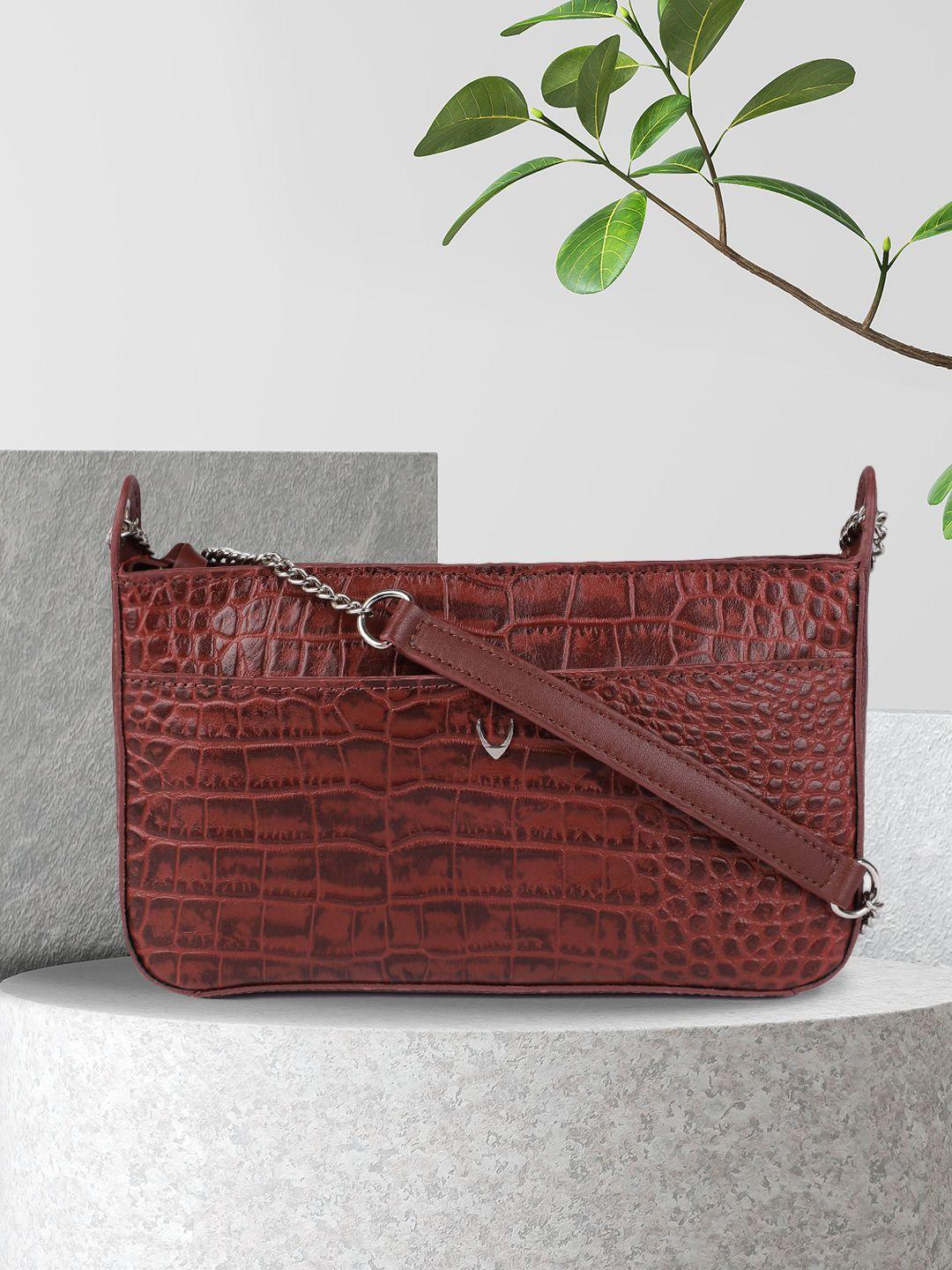 hidesign women red textured leather structured sling bag