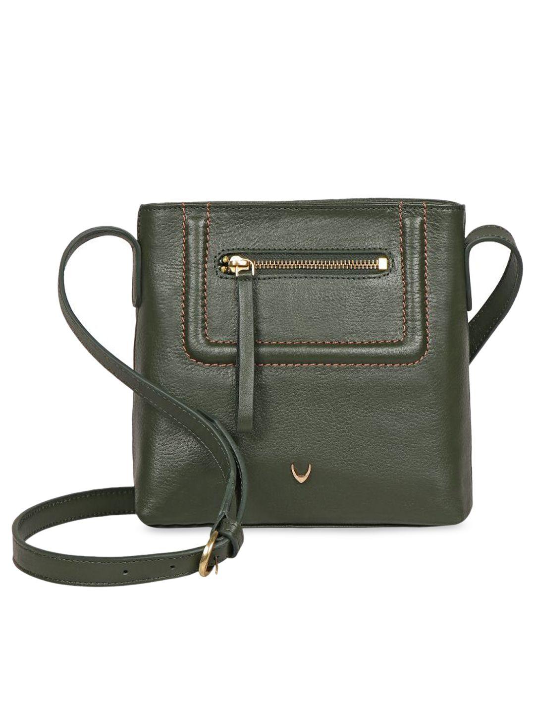 hidesign zip detail non-detachable sling strap leather sling bag