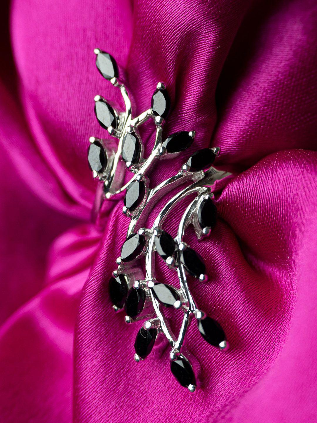 hiflyer jewels rhodium-plated  black  snipel studded ring