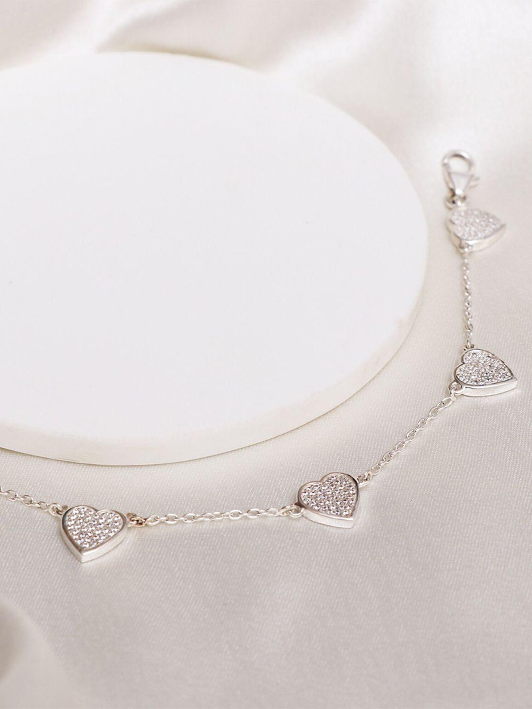hiflyer jewels women silver-toned sterling silver cubic zirconia link bracelet
