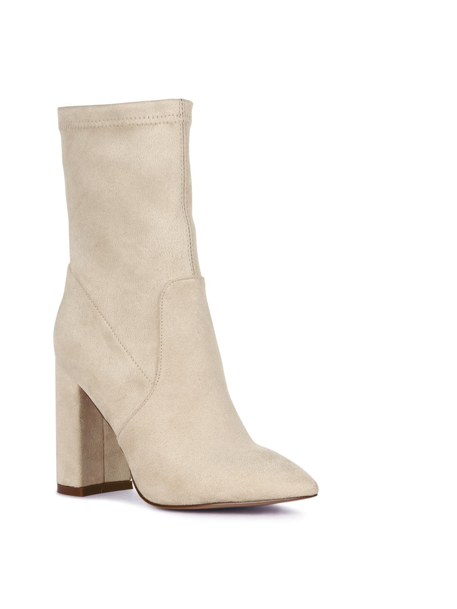high block heeled boot in beige