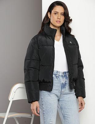 high neck cropped puffer jacket