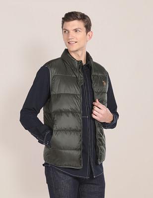 high neck sleeveless quilted jacket