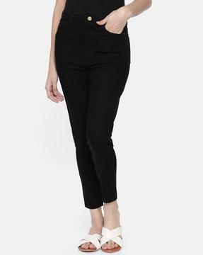 high rise ankle length jeans
