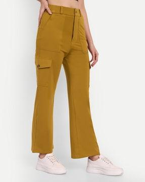 high rise cargo pants with insert pockets