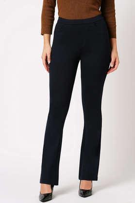 high rise clean look blended fabric regular fit women's jegging - navy