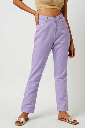 high rise clean look cotton regular fit women's jeans - lilac