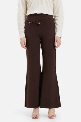 high rise cotton tapered fit women's jeggings - brown