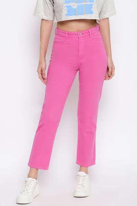 high rise denim regular fit women's jeans - pink
