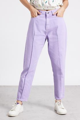 high rise denim relaxed fit women's jeans - lilac