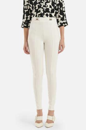 high rise rayon slim fit women's jegging - white