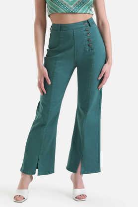 high rise sequin mesh flared fit women's jeans - green mix