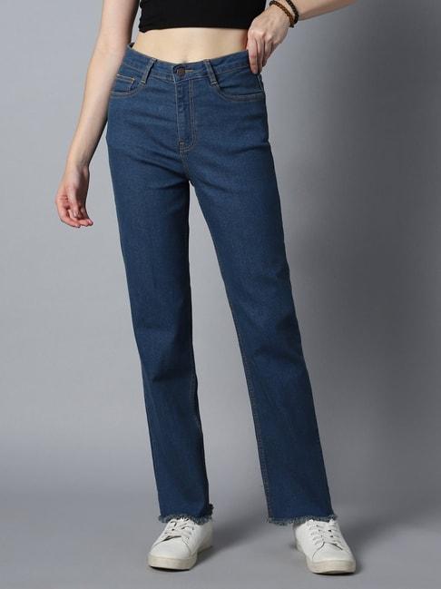 high star blue cotton straight fit mid rise jeans