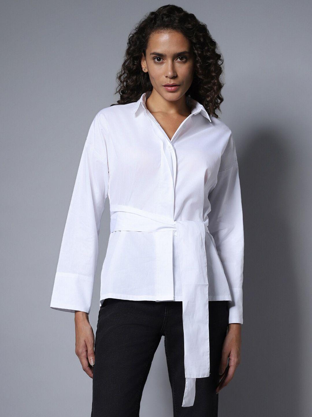 high star cotton spread collar long sleeves solid boxy regular shirt
