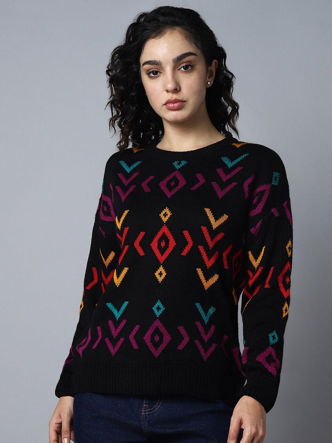 high star geometric printed pullover sweater