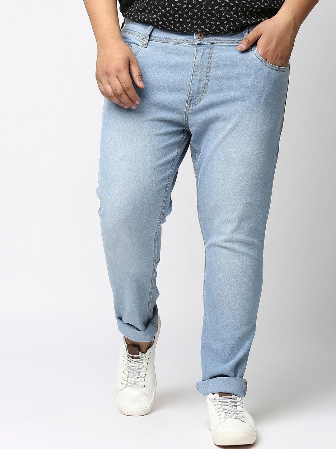 high-star-men-plus-size-blue-solid-mid-rise-clean-look-regular-fit-plus-size-jeans