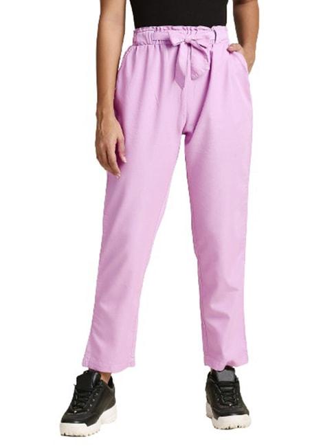 high star purple straight fit high rise trousers