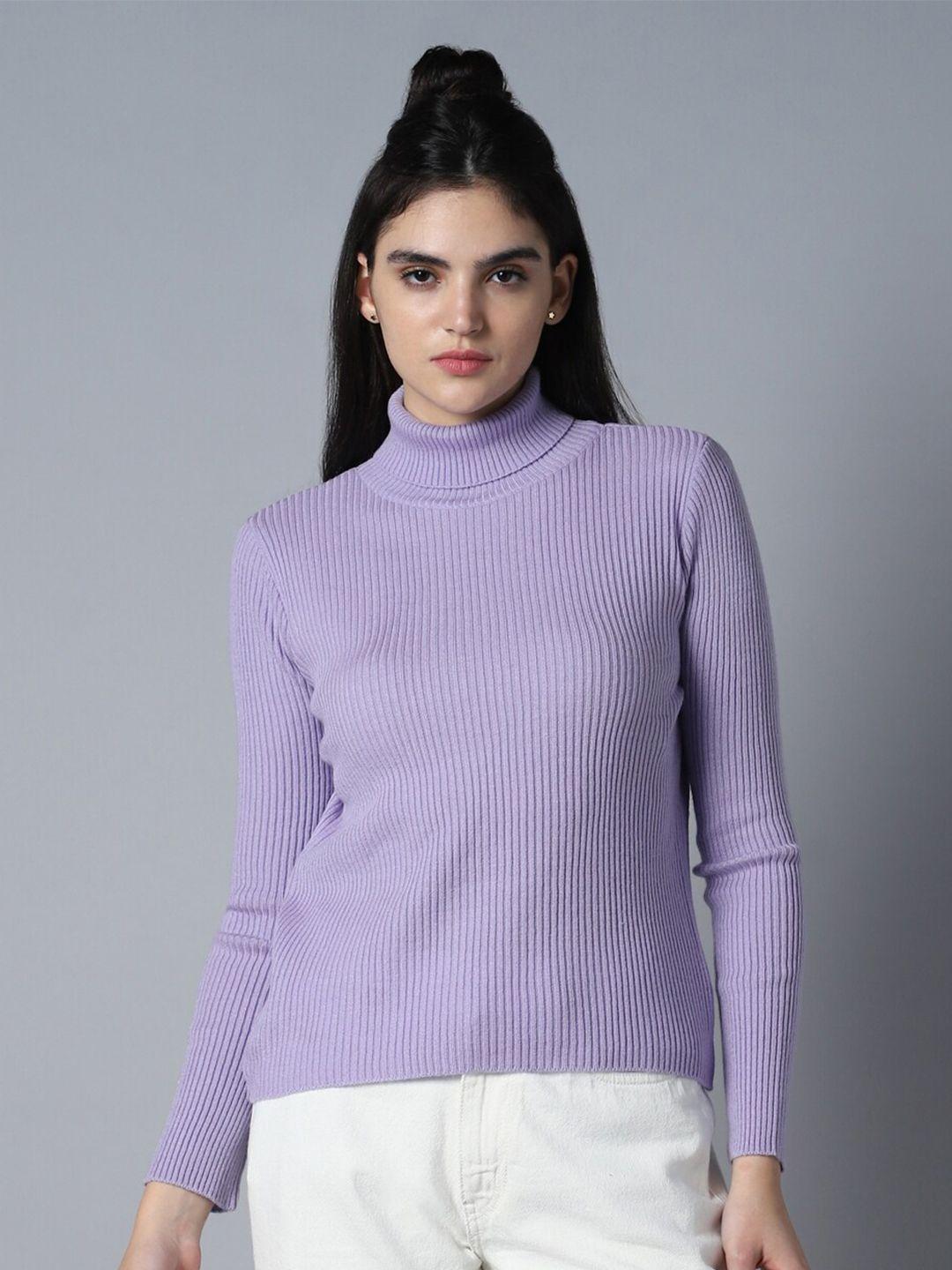 high star ribbed turtle neck long sleeves acrylic pullover sweaters