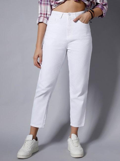 high star white relaxed fit high rise jeans
