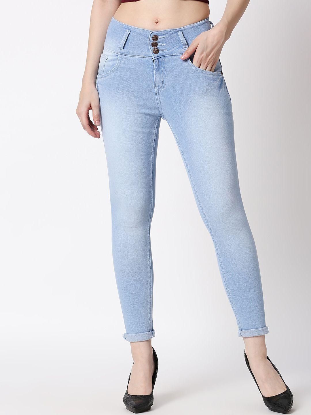 high star women blue slim fit high-rise clean look stretchable jeans