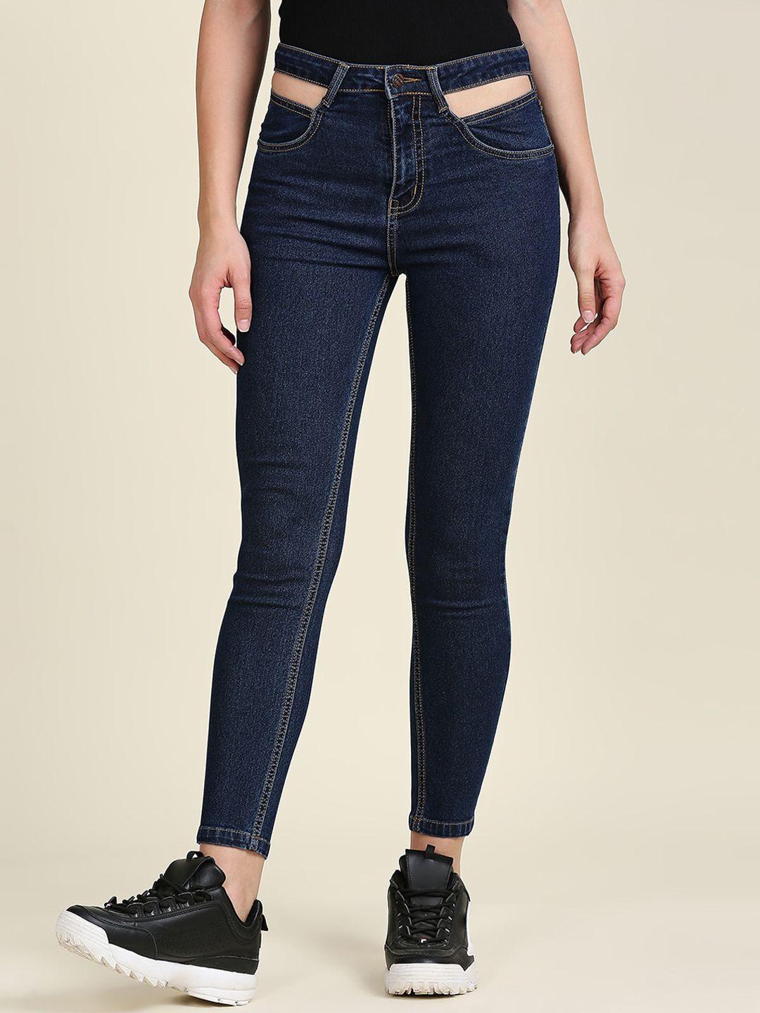 high star women blue slim fit high-rise stretchable jeans