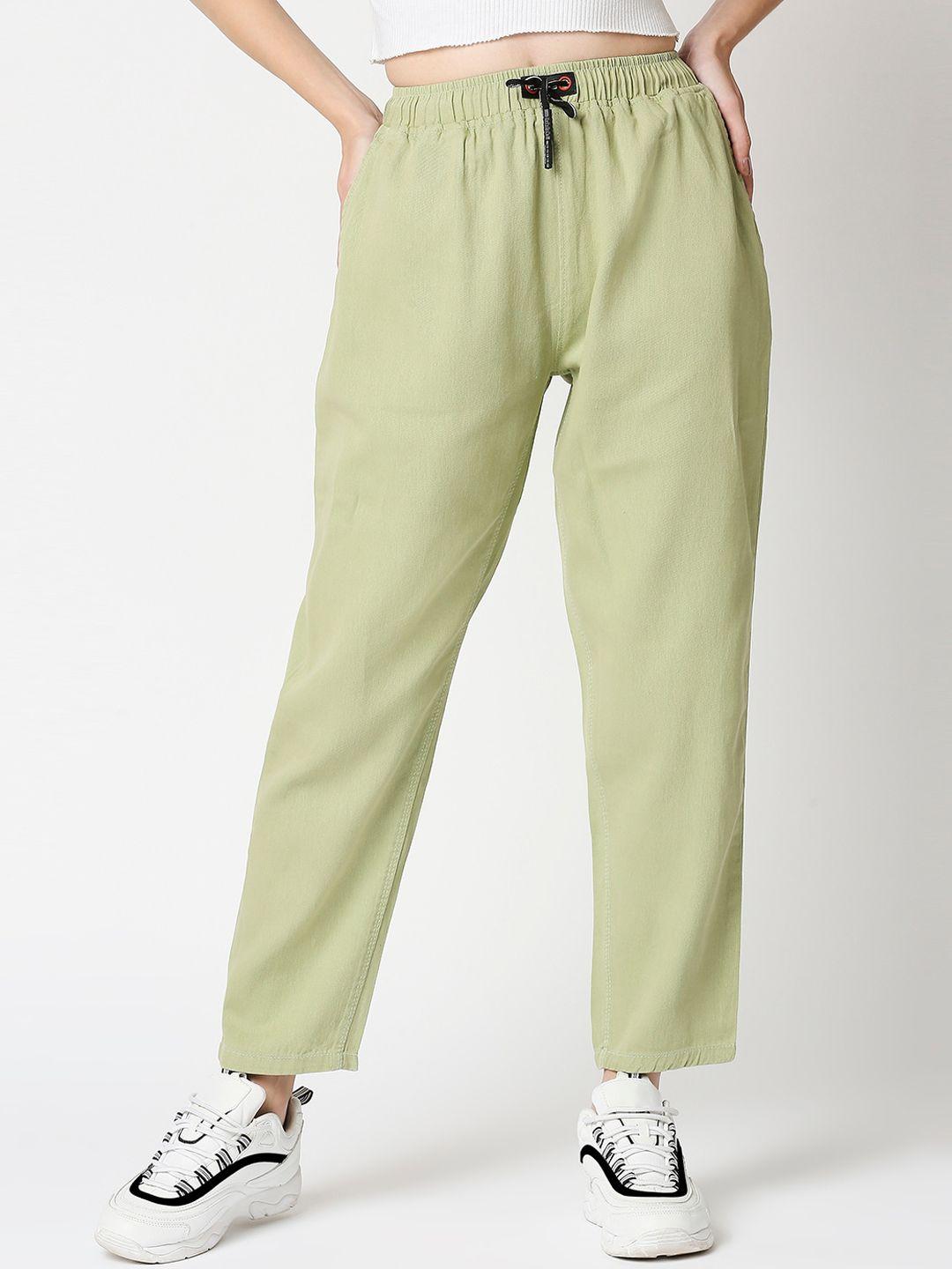 high star women green mom fit high-rise trousers