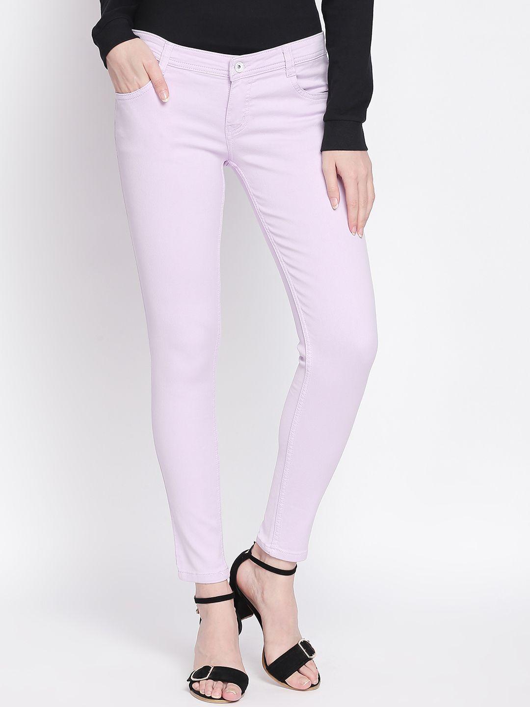 high star women lavender slim fit mid-rise clean look stretchable jeans