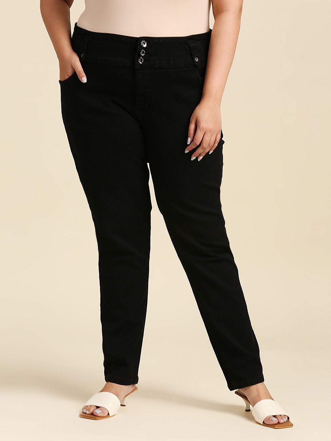 high star women plus size black slim fit high-rise clean look stretchable jeans