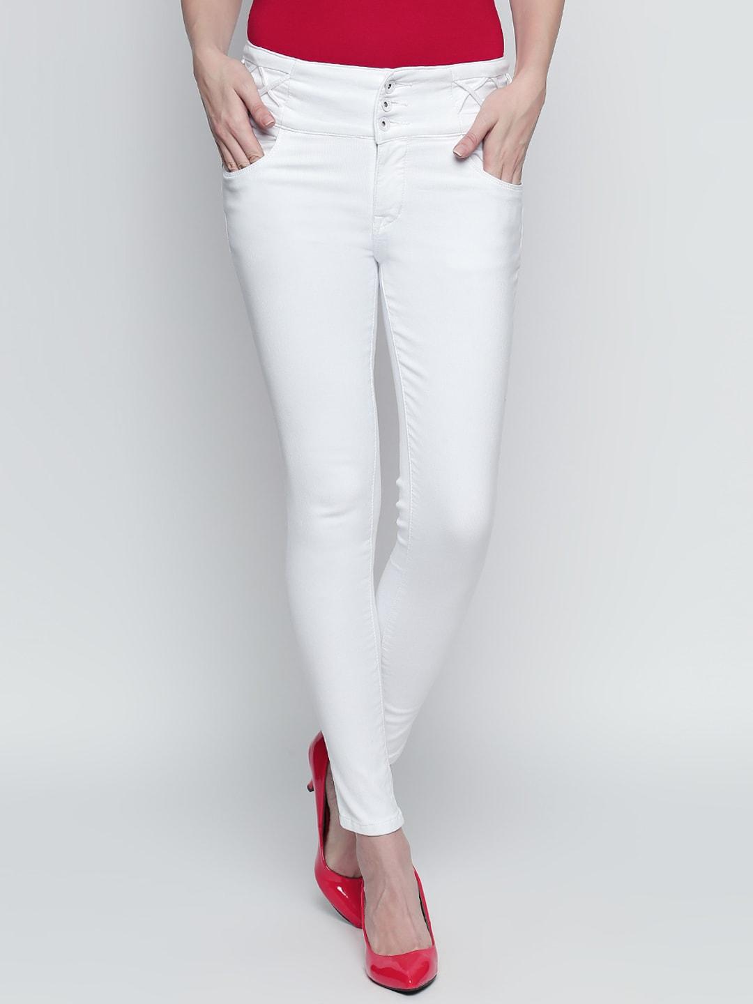 high star women white slim fit high-rise clean look stretchable jeans