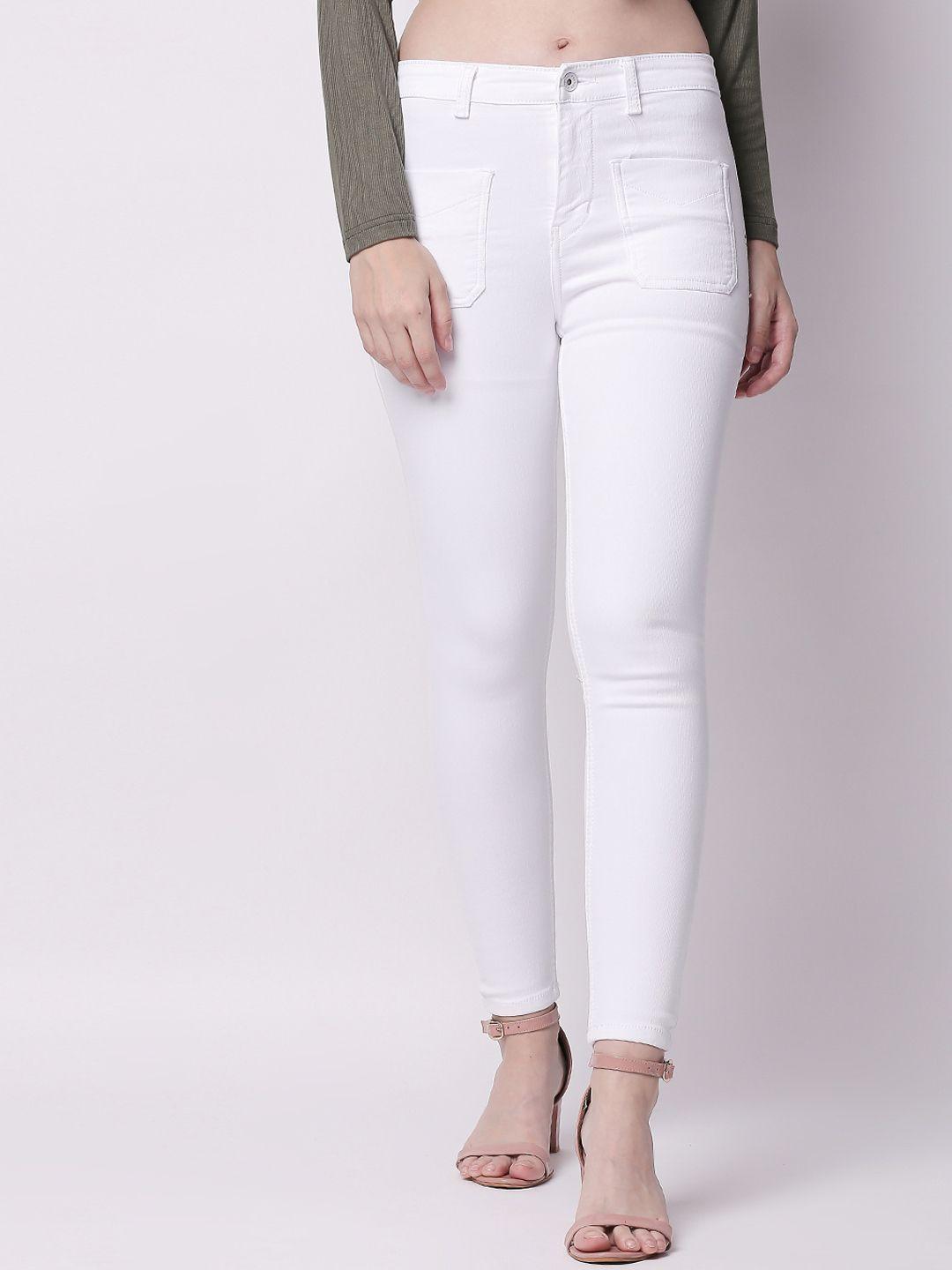 high star women white slim fit high-rise clean look stretchable jeans