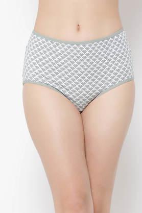 high waist floral print hipster panty in white - cotton - white