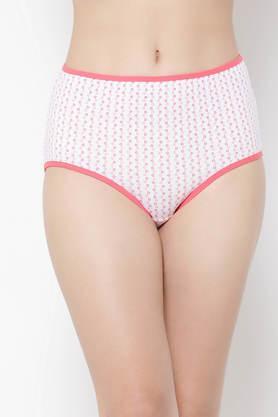 high waist heart print hipster panty in white - cotton - white