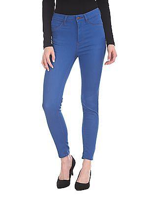 high waist solid jeggings